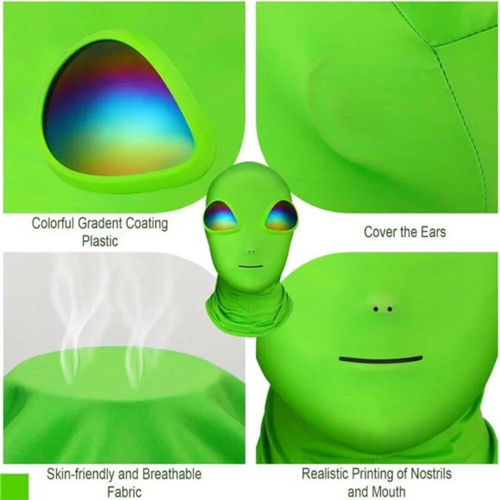Alien Mask Adult Halloween Cosplay Set 3D Full Face Mask with Glasses